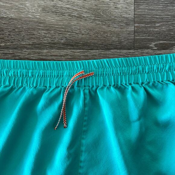 EUC DANNIJO Silk Neon Turquoise Boxing Shorts 100% Silk Sz Large Drawstring Teal - Picture 12 of 16